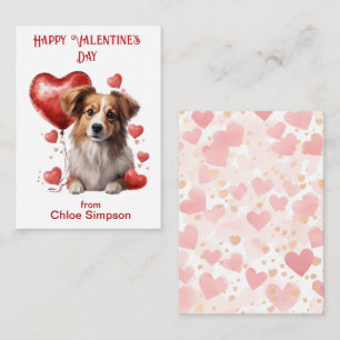 Carte De Correspondance Cute Puppy Kid's Valentine Classroom Party
