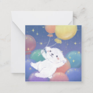 Carte De Correspondance Cute Puppy with Balloons & Stars