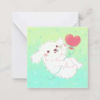 Carte De Correspondance Cute Puppy with Heart Balloon