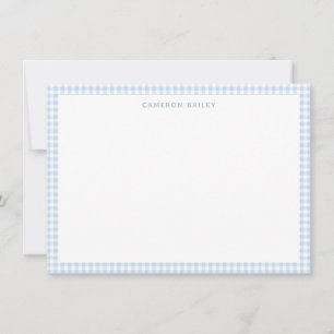 Carte De Correspondance Cute Retro Bleu clair En vichy Plaid Personnalisé