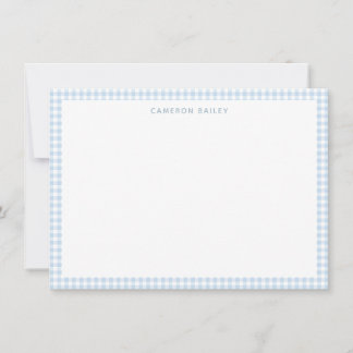 Carte De Correspondance Cute Retro Bleu clair En vichy Plaid Personnalisé