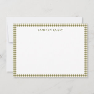 Carte De Correspondance Cute Retro Olive Green En vichy Plaid Personnalisé