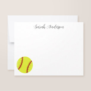 Carte De Correspondance Cute Softball Personnalisé Papier à lettres plat