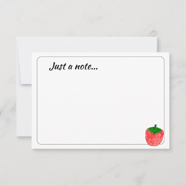 Carte De Correspondance Cute Watercolor Strawberry Custom Just a Note (Devant)