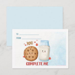 Carte De Correspondance Cute You Complete Me Milk and Cookies Valentine's