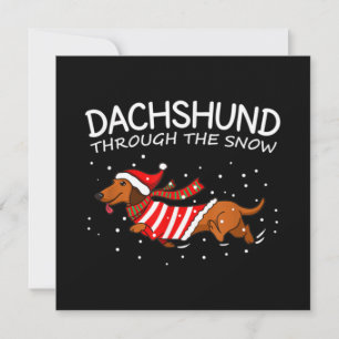 Carte De Correspondance Dachshund à travers la neige drôle chien Noël
