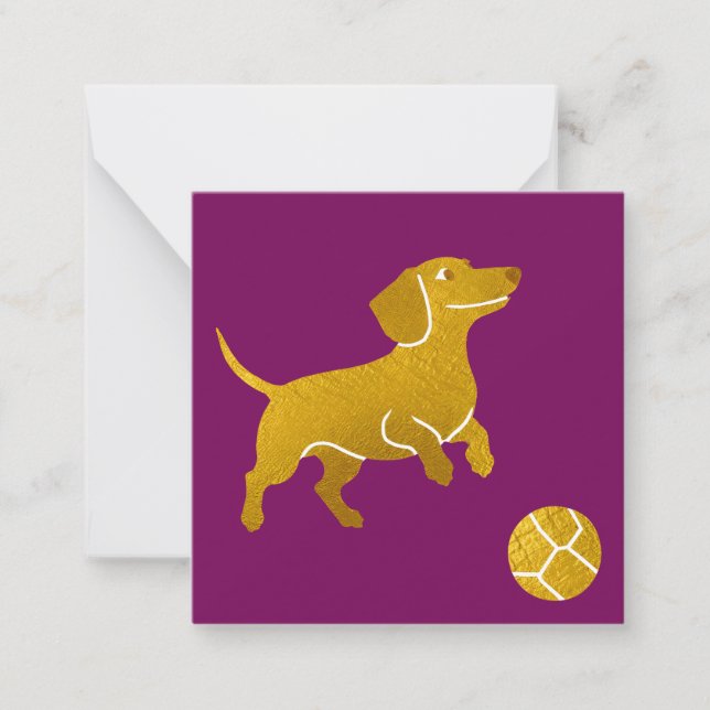 Carte De Correspondance Dachshund Avec Balle Simple Moderne Chien De Sauci (Devant)