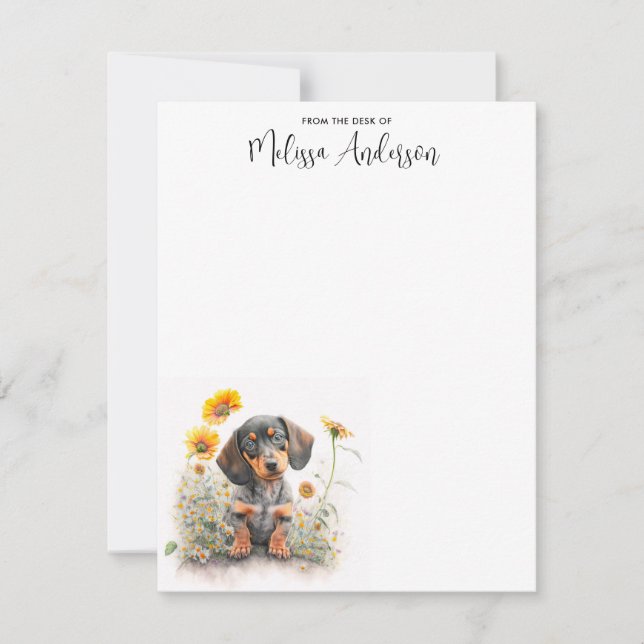 Carte De Correspondance Dachshund Chien Personnalisé Cute Chiot Aquarelle (Devant)