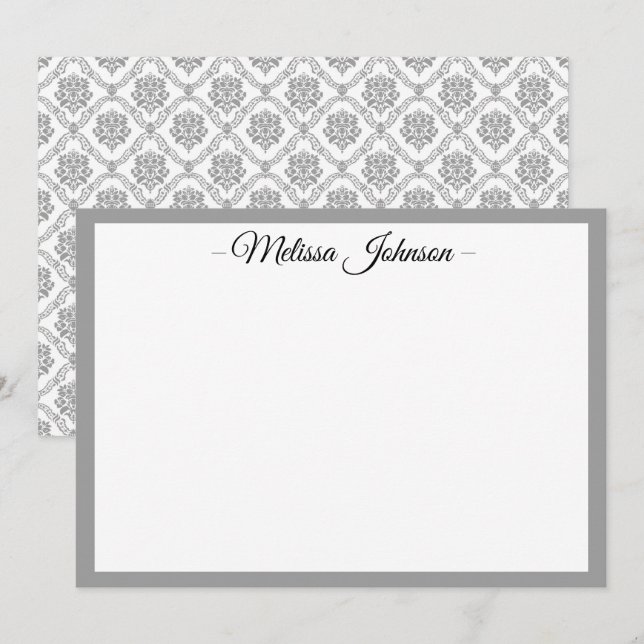 Carte De Correspondance Damas gris clair Personnalisé (Devant / Derrière)