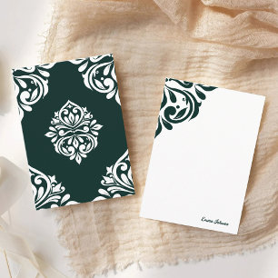 Carte De Correspondance Damassé Régence Classique Vert Phthalo