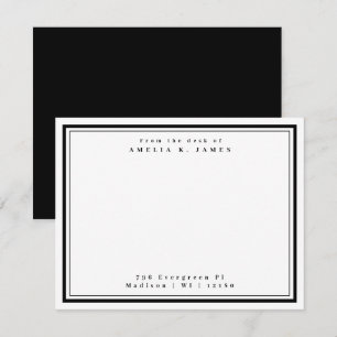 Carte De Correspondance De la part de Black Two Border Nom Adresse