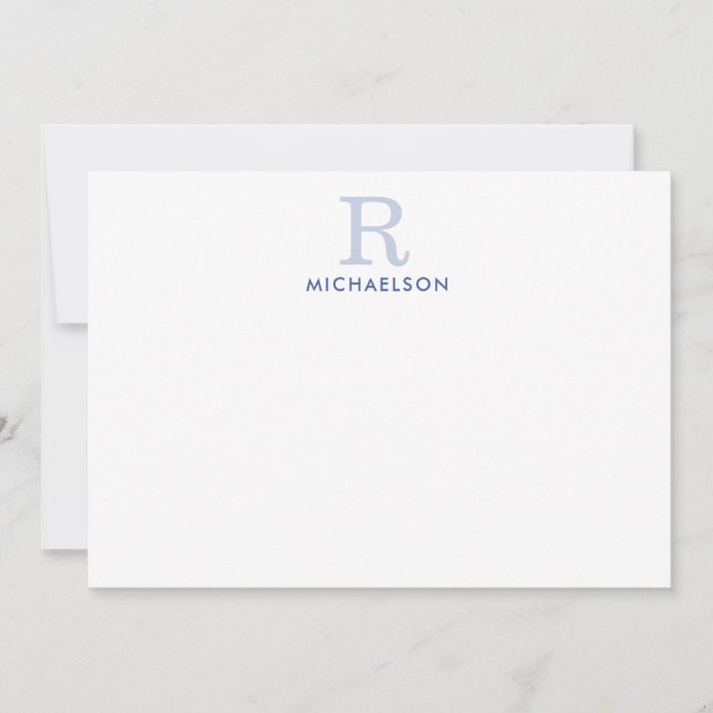 Carte de correspondance de monogramme bleu moderne (Devant)