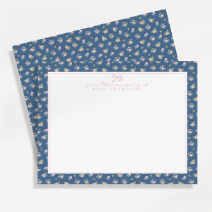 Carte de correspondance de nurserie florale Navy d
