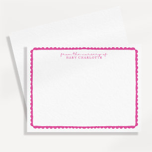 Carte de correspondance de nurserie rose en aquare