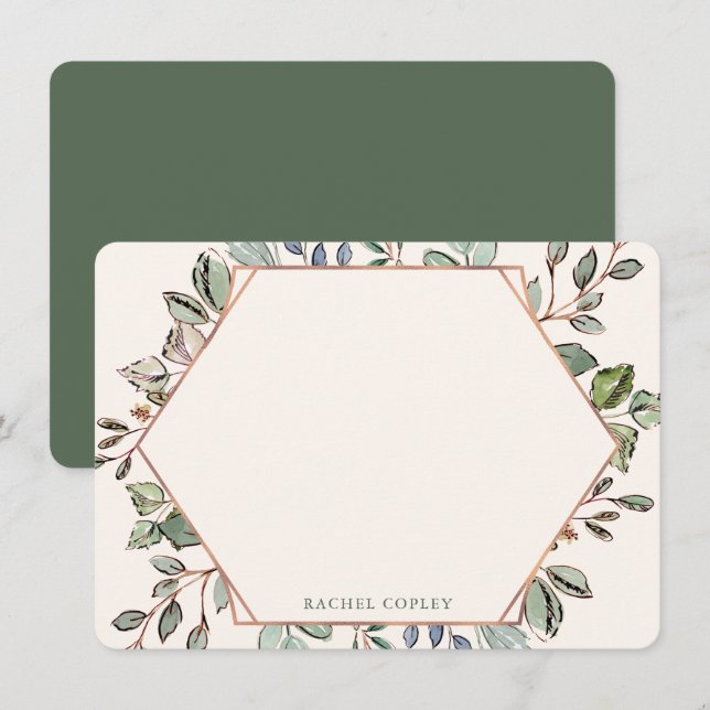 Carte De Correspondance Décor personnalisé Feuilles Élégante papeterie (Devant / Derrière)