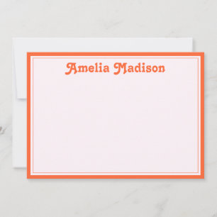 Carte De Correspondance Décor Rétro Minimaliste Rose Orange