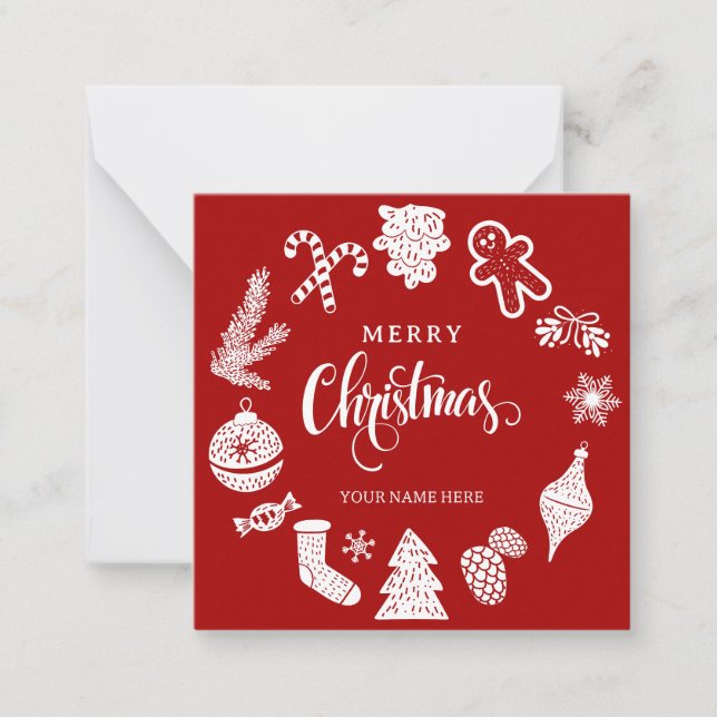 Carte De Correspondance Décorations de Noël rouge (Devant)
