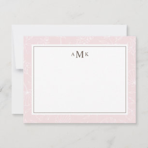 Carte De Correspondance Delicate Blush Floral Monogrammé