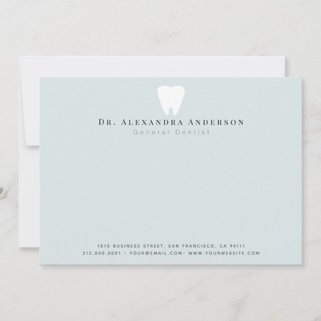 Carte De Correspondance Dentist White Teeth Light Blue (Devant)
