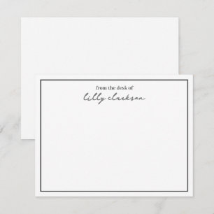 Carte De Correspondance Depuis le bureau de Monogram Script Border NoirBla