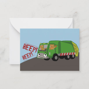 Carte De Correspondance Des ours conduisant un camion-poubelle