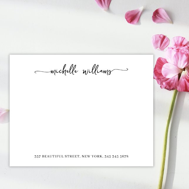 Carte De Correspondance Design Moderne Calligraphie Script Signature Noir (Créateur téléchargé)