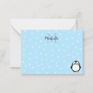 Carte De Correspondance Dessin animé de pingouin mignon Monogramme personn
