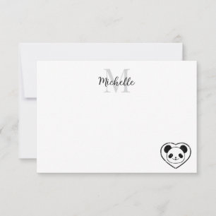 Carte De Correspondance Dessin animé d'ours panda mignon Monogramme person