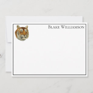 Carte De Correspondance Dessin de tête de tigre vintage