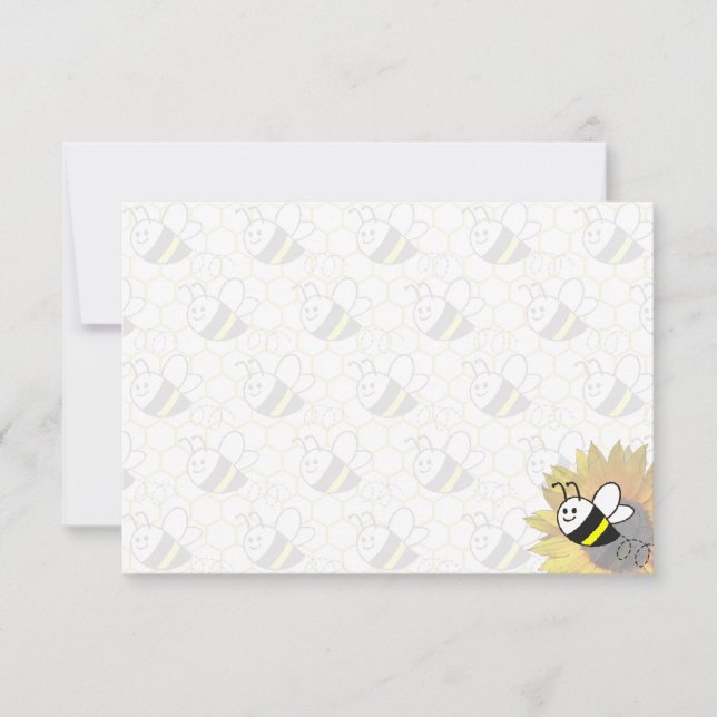 Carte De Correspondance Dessin de tournesol d'abeille à miel vierge (Devant)