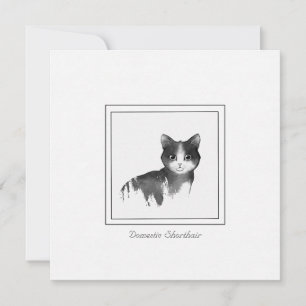 Carte De Correspondance Dessin intérieur de chats courts en noir et blanc