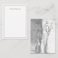 Dessin minimaliste floral noir blanc crayon