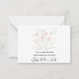 Carte De Correspondance Dessin simple minimal des fleurs de la fête des mè