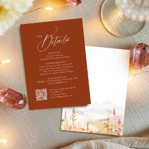 Carte De Correspondance Détails de code QR de mariage d'automne en terre c