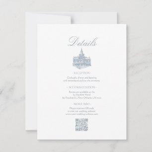 Carte De Correspondance Détails de mariage de bordure florale bleue poussi
