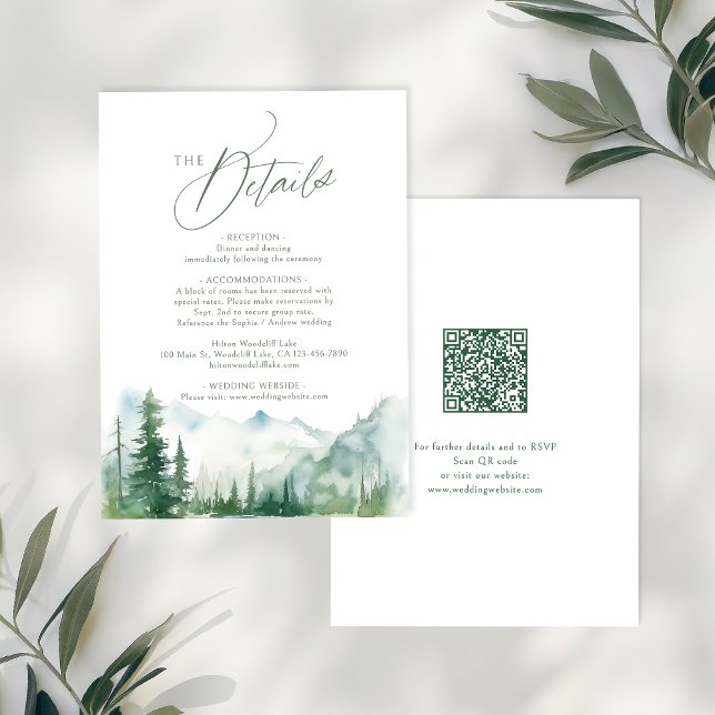 Carte De Correspondance Détails du code QR rustique de la forêt de la mont (Sage Mountain Forest Rustic QR code Details Note Card)