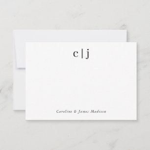Carte De Correspondance Deux Monogrammes initiaux Couple papeterie neuve