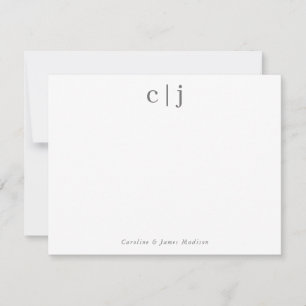 Carte De Correspondance Deux Monogrammes initiaux Silver Grey Couple papet