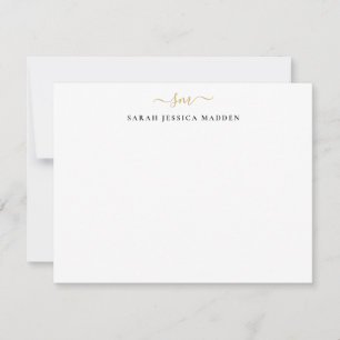 Carte De Correspondance Deux Monogrammes Modernes Original Script Gold