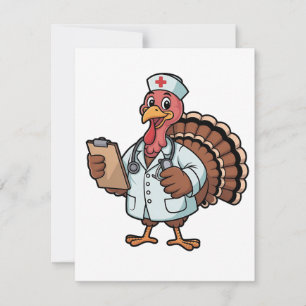 Carte De Correspondance Dinde en tenue de bloc infirmière de Thanksgiving