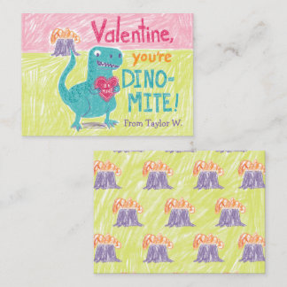 Carte De Correspondance Dinosaur Classroom Valentine Note Card