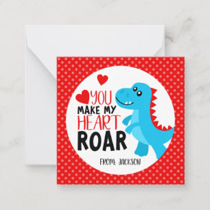 Carte De Correspondance Dinosaur Heart Roar Kids Valentine's Day