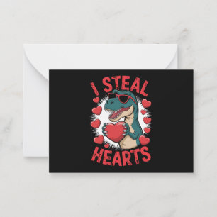Carte De Correspondance Dinosaure de la Saint-Valentin Je vole les cœurs A