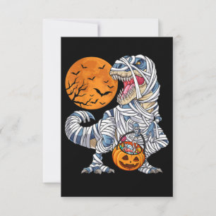 Carte De Correspondance Dinosaure Halloween T rex Momie Citrouille