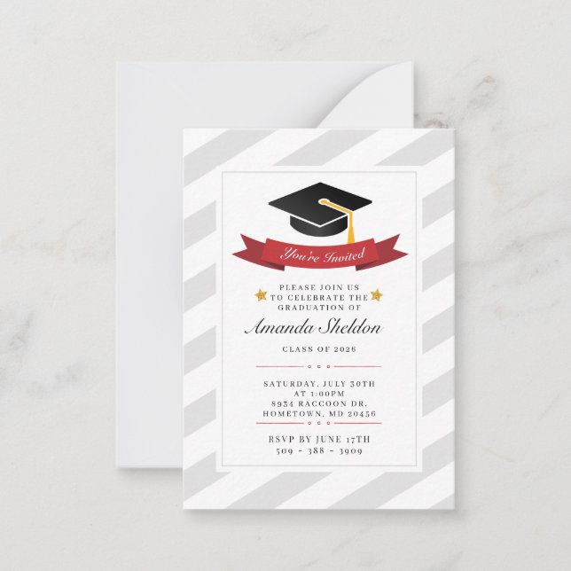Carte De Correspondance Diplômé moderne Silver White Motif Graduation (Devant)