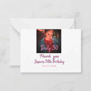 Carte De Correspondance Dirty 30 Anniversaire ajouter nom rose ajouter dat