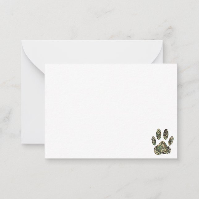 Carte De Correspondance Distressed Camo Dog Paw Print Blank (Devant)