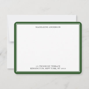 Carte De Correspondance Double bordure de pin vert professionnel