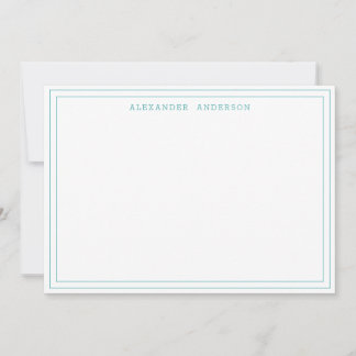 Carte De Correspondance Double bordure turquoise