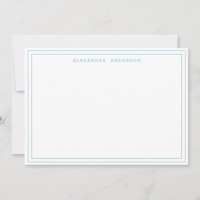 Carte De Correspondance Double bordure turquoise (Devant)